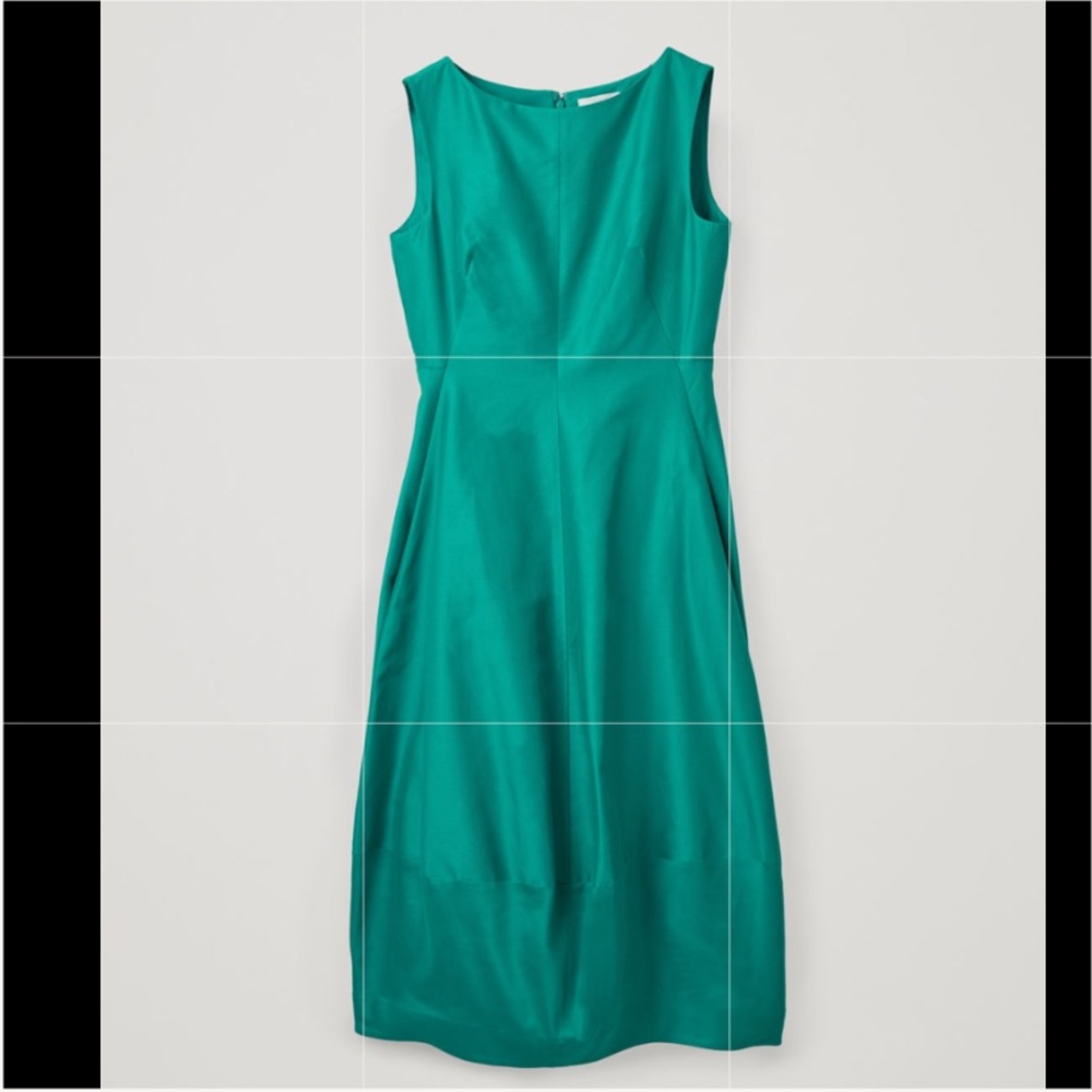 COS green cotton-silk cotton dress